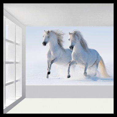 Ταπετσαρία τοίχου Άσπρα άλογα