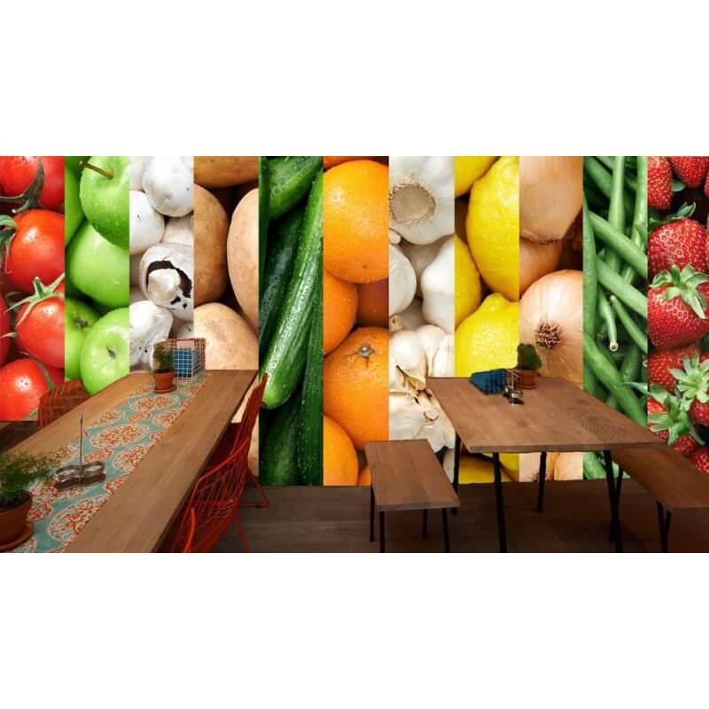 Ταπετσαρία τοίχου εστίασης με λαχανικά