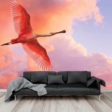 Ταπετσαρία τοίχου με Flying Flamingos