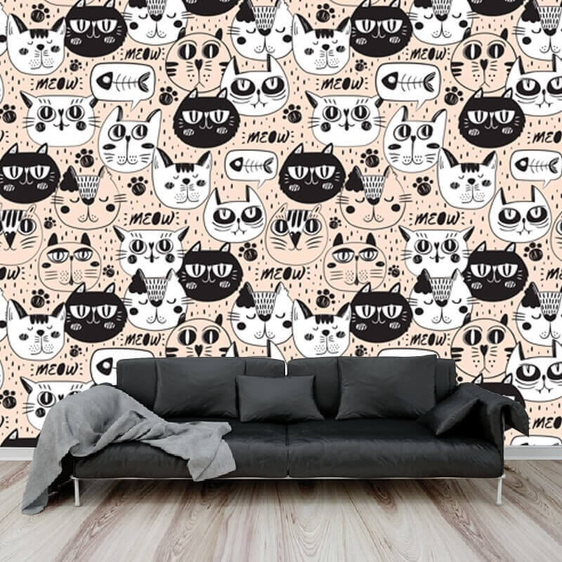 Ταπετσαρία τοίχου με Μοτίβο Γάτες