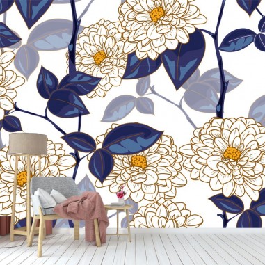 Ταπετσαρία τοίχου  Blue floral