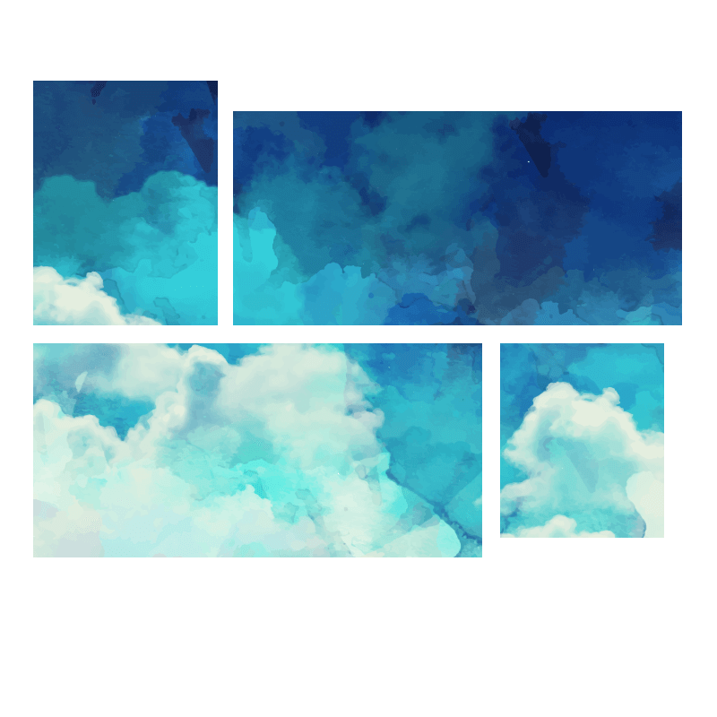 Τετράπτυχος πίνακας σε καμβά με σύννεφα