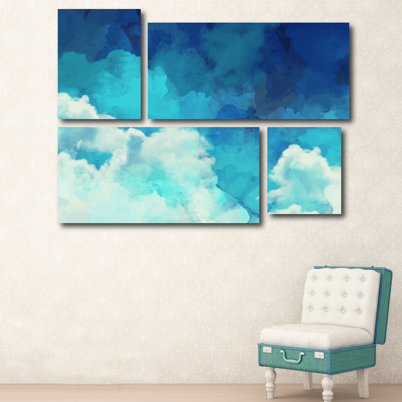 Τετράπτυχος πίνακας σε καμβά με σύννεφα