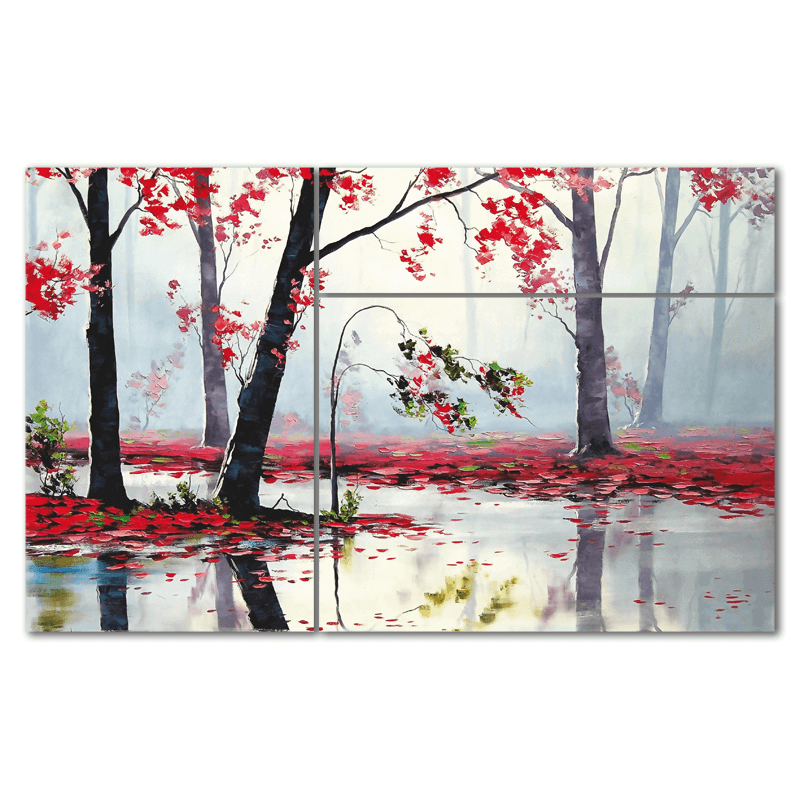 Τρίπτυχος πίνακας σε καμβά με Άνθη στο Δάσος