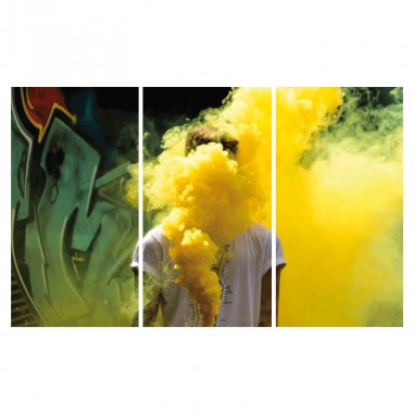 Τρίπτυχος πίνακας σε καμβά με Yellow Smoke