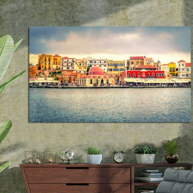Πίνακας σε καμβά Σπίτια Λιμάνι Χανιών 
