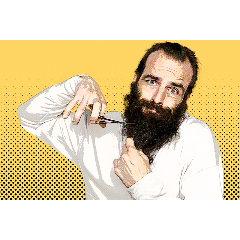 Πίνακας σε καμβά Pop Art Man cutting his beard