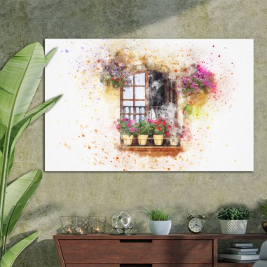 Πίνακας σε καμβά balcony water colour art