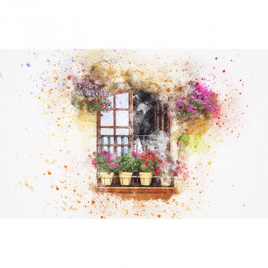 Πίνακας σε καμβά balcony water colour art