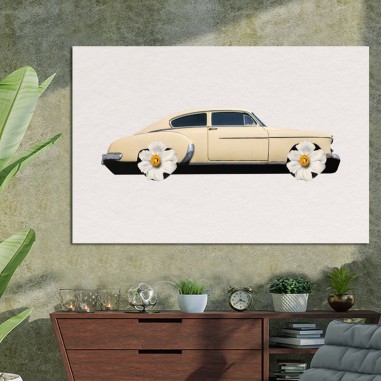 Πίνακας σε καμβά Vintage car with flower weels