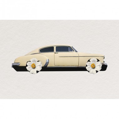Πίνακας σε καμβά Vintage car with flower weels