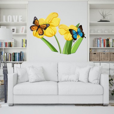 Αυτοκόλλητο τοίχου Flowers and butterflies