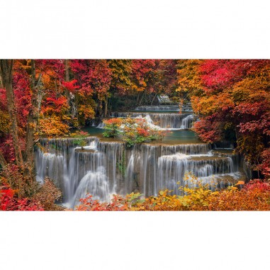 Πίνακας σε καμβά Waterfall Autumn Forest 