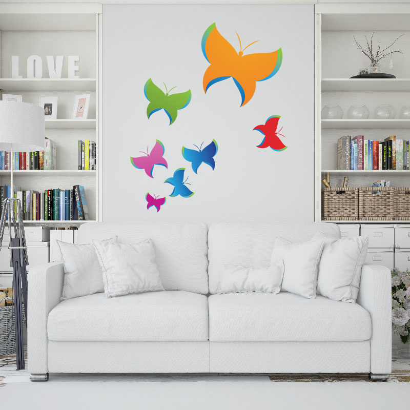 Αυτοκόλλητο τοίχου Colorful butterflies