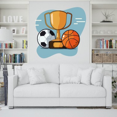 Αυτοκόλλητα τοίχου με Sports Trophy with basket and soccer ball