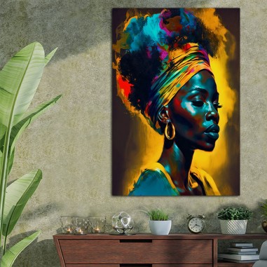 Πίνακας σε καμβα pop art african woman