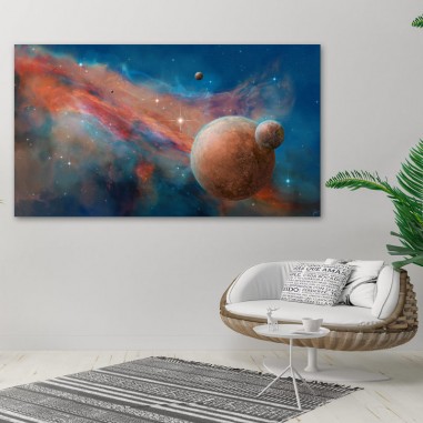 Πίνακας σε καμβά Διαστημικό Τοπίο σε Χάλκινο & Γαλάζιο