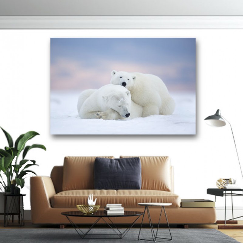 Πίνακας σε καμβά Δυο πολικές αρκούδες