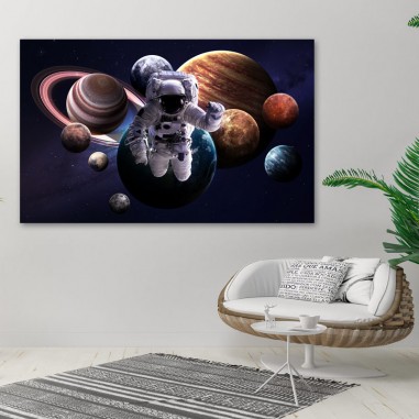 Πίνακας σε καμβά Αστροναύτης και Πλανήτες