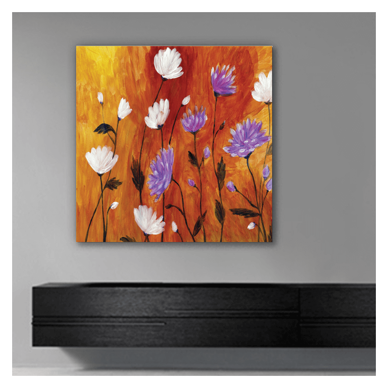 Πίνακας σε καμβά με μωβ λουλούδια
