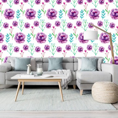 Ταπετσαρία τοίχου Purple floral