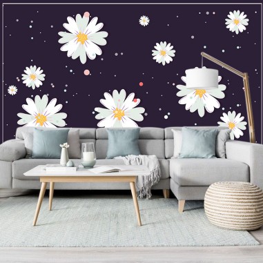 Ταπετσαρία τοίχου White daisies