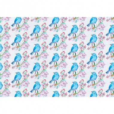 Ταπετσαρία τοίχου Floral Μοτιβο με μπλε πουλακια
