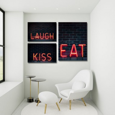 Τρίπτυχος πίνακας Laugh Kiss Eat