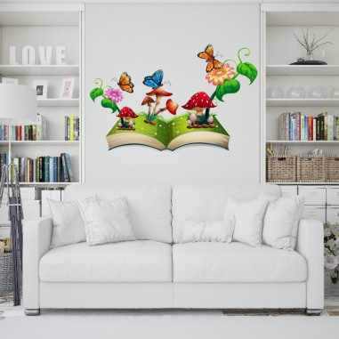 Αυτοκόλλητο τοίχου Πεταλούδες με βιβλίο