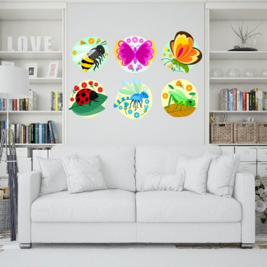 Αυτοκόλλητο τοίχου Πεταλουδες και ζουζουνια
