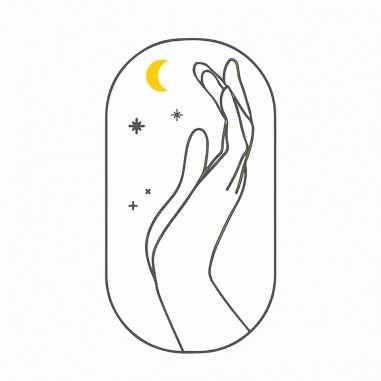 Πίνακας σε καμβά Hand Moon and Stars