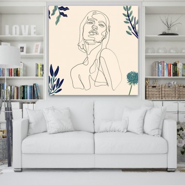 Πίνακας σε καμβά Line Art Blossoming Woman