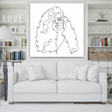 Πίνακας σε καμβά Line Art Curly Hair