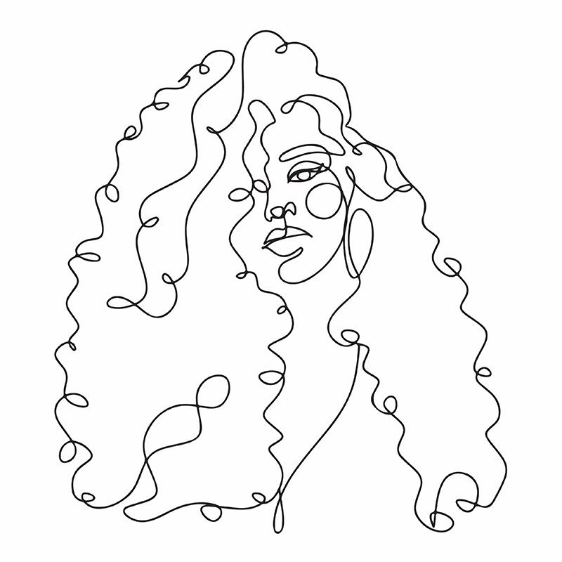Πίνακας σε καμβά Line Art Curly Hair