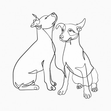 Πίνακας σε καμβά Line Art Dogs