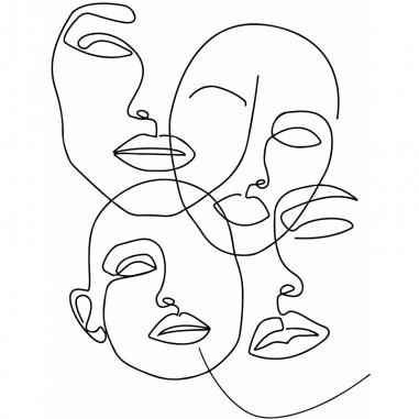 Πίνακας σε καμβά Line Art Faces