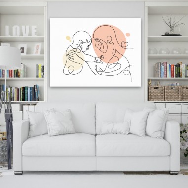Πίνακας σε καμβά Line Art Mother and Baby
