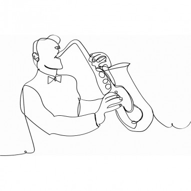Πίνακας σε καμβά Line Art Saxophone Player