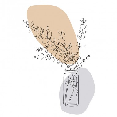 Πίνακας σε καμβά Line Art Vase with Flowers