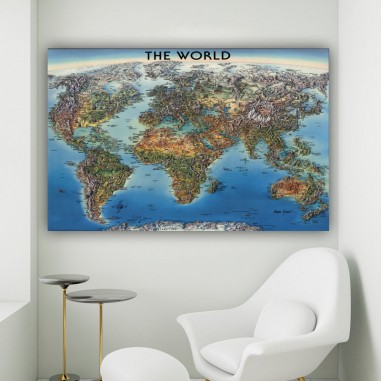 Πίνακας σε καμβά Παγκόσμιος Χάρτης Λεπτομερής