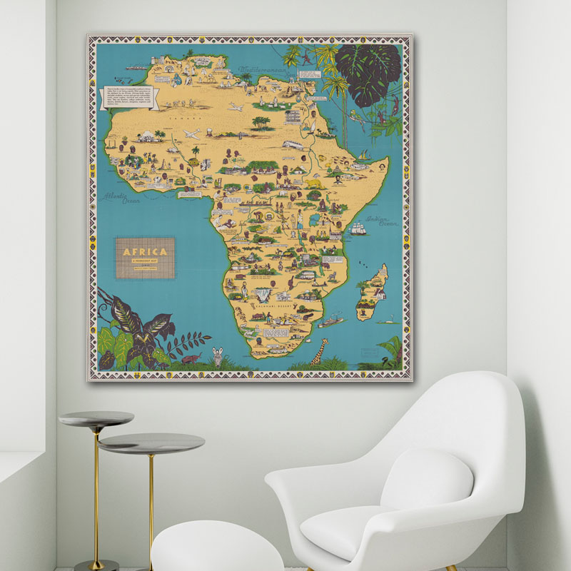 Πίνακας σε καμβά Ρετρό Χάρτης Αφρική