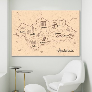 Πίνακας σε καμβά Χάρτης Ανδαλουσία