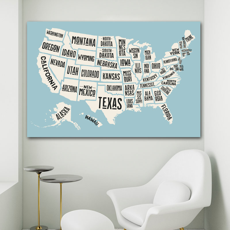 Πίνακας σε καμβά Χάρτης Ηνωμένες Πολιτείες