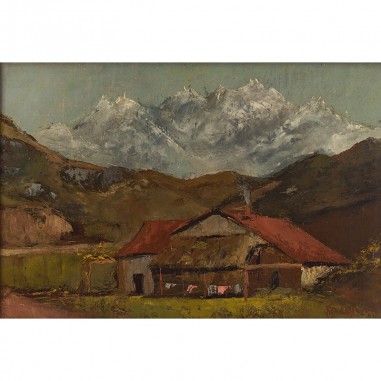 Πίνακας του Gustave Courbet-A Hut in the Mountains