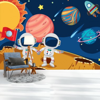 Ταπετσαρία τοίχου Cartoon Astronauts 2