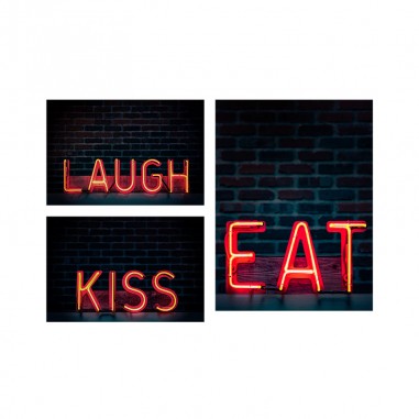 Τρίπτυχος πίνακας Laugh Kiss Eat