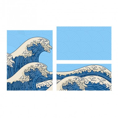 Τρίπτυχος πίνακας The great wave - Hokusai
