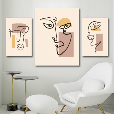 Τρίπτυχος πίνακας Line faces