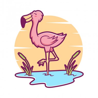 Αυτοκόλλητο τοίχου Flamingo cartoon