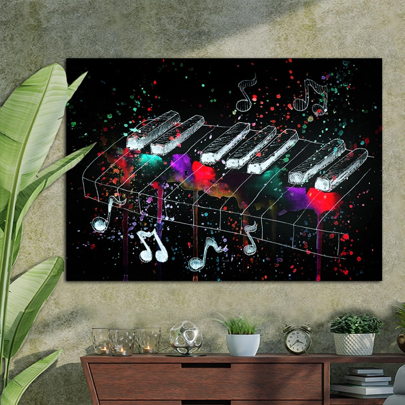 Πίνακας σε καμβά Black background artistic piano Πίνακας σε καμβά Black background artistic piano